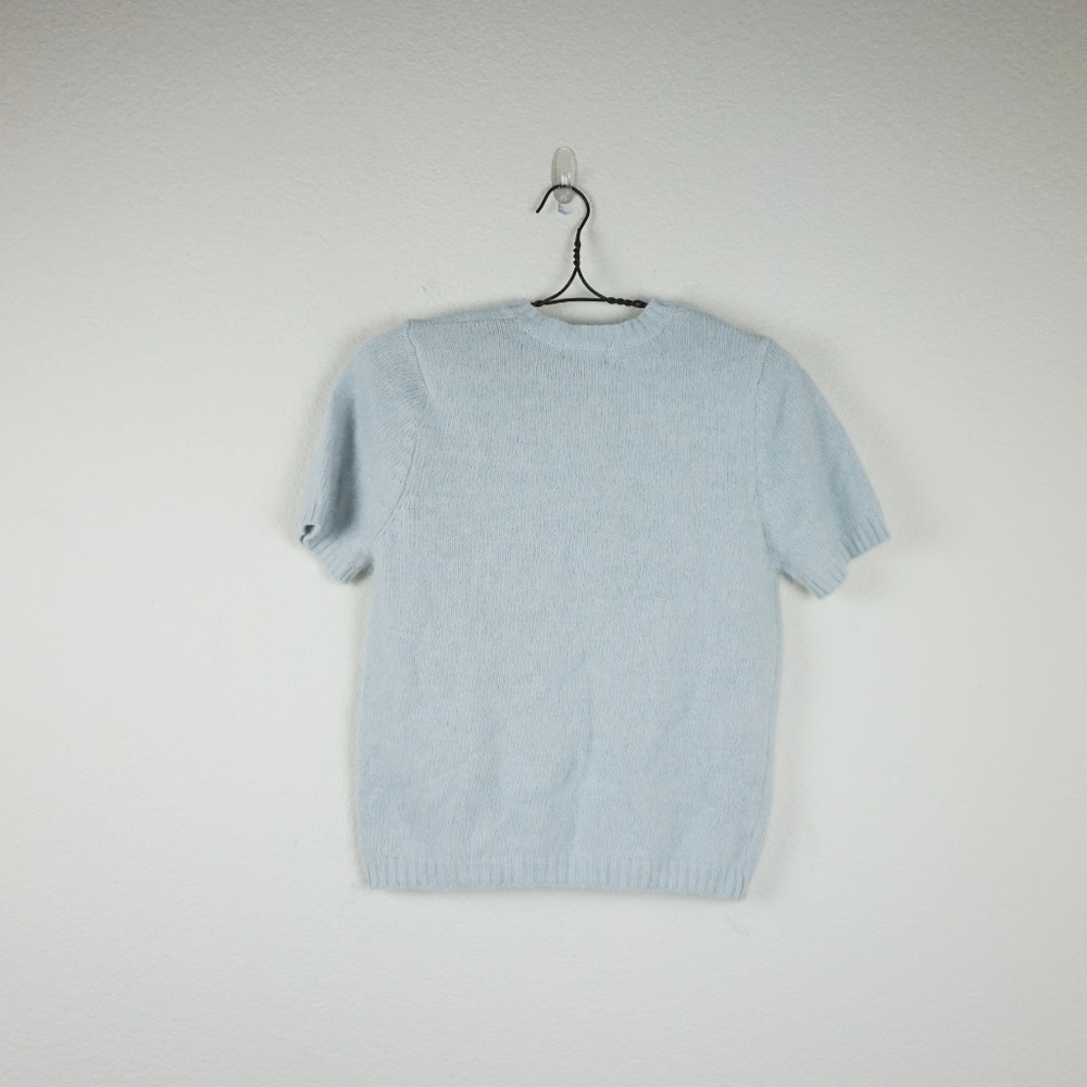 Ny &Co light blue fuzzy wool short sleeve sweater - Picture 5 of 8